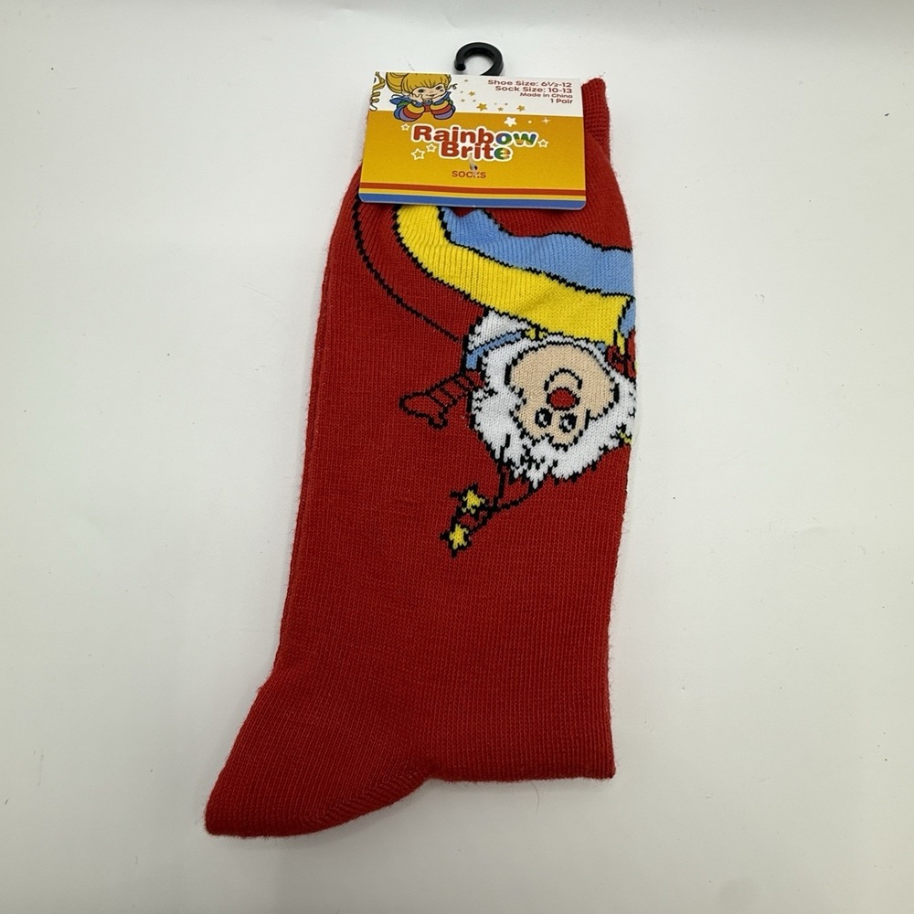 BRAND NEW Rainbow Brite red adult size novelty crew socks‎ 10-13
